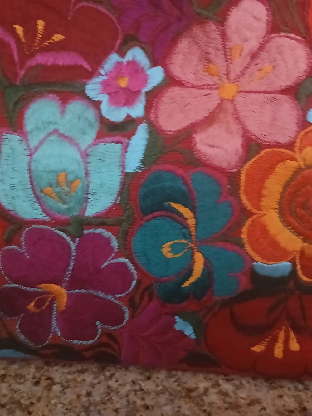 Floral Embroidered Tote Bag - Brown & Multicolor